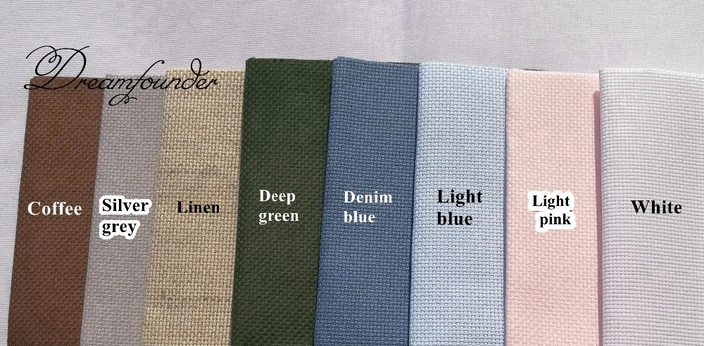 25x25cm Aida 14ct cloth deep green silver grey linen cross stitch fabric canvas DIY handmade needlework embroidery craft