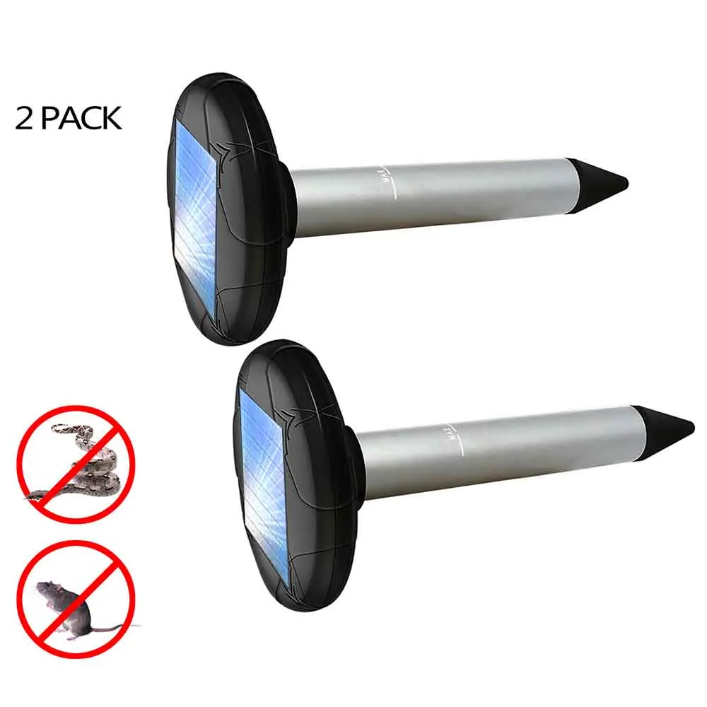 

2 Pcs Hot New Mole Repellent Solar Power Eco-Friendly Ultrasonic Gopher Mole Snake Repellent MouseTrap Outdoor