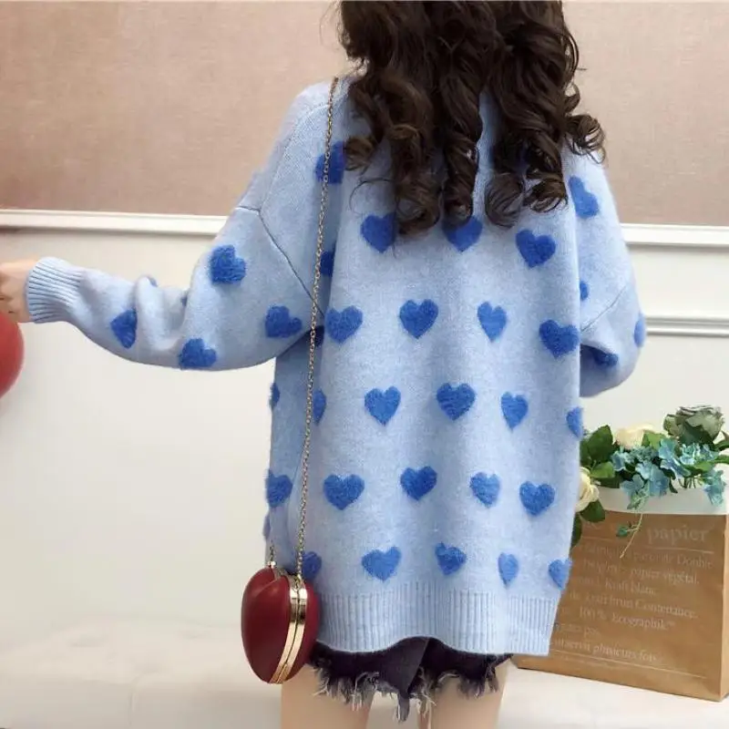 Новинка осени, милые женские свободные свитера Little Love, модные женские однорядные свитера с пряжкой, кардиган, тонкие пальто
