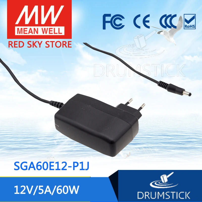 

MEAN WELL SGA60E12-P1J 12V 5A meanwell SGA60E 12V 60W AC-DC High Reliability Slim Wall-mounted Adaptor