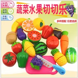 Детей дошкольного возраста Еда фруктов и овощей Резка комплект Красочные Ролевые игры Кухонные игрушки набор для детей