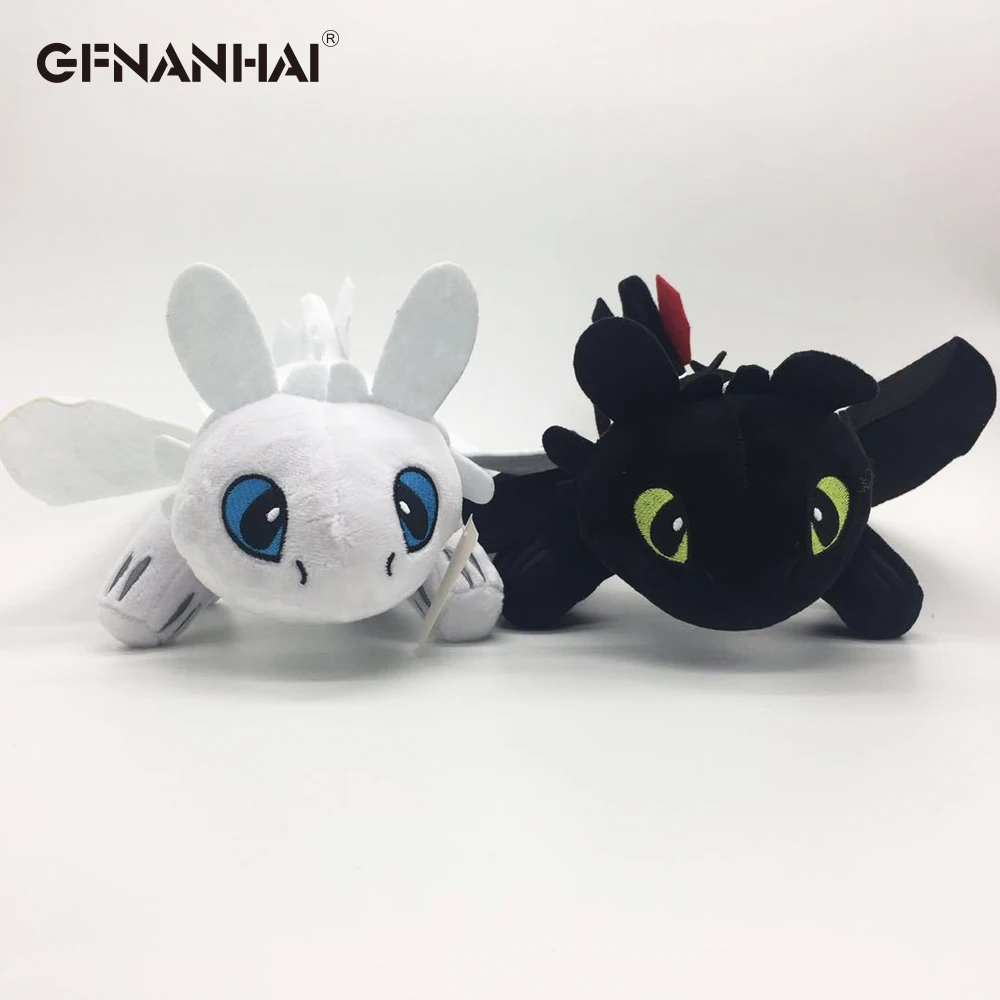 

1pc 25CM Toothless black and white Two styles How To Train Your Dragon 3 Light Fury/Night Fury Plush doll Gift Animal Toy