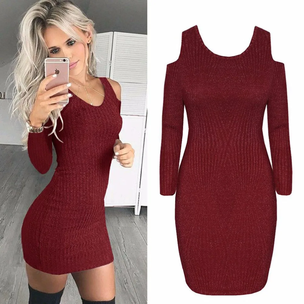 New Explosions Women Spring 2018 Hollow Off-Shoulder Sexy T-Shirt O-Neck Knitted Female Long Tees Long Sleeves Ladies Solid Tops