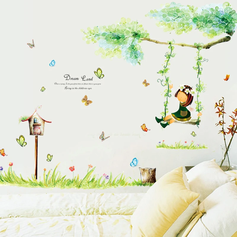 

60*90cm Swing Self Adhesive Vinyl Removable Decal for Home Kids Child Girl Bedroom Living Room Decor Mural PVC Wall Stickers Art
