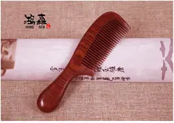 Натуральный Лаоса красного дерева гребень для волос массаж широкий зубов нет-Static волос Кисточки деревянный Расчёски и гребни для волос