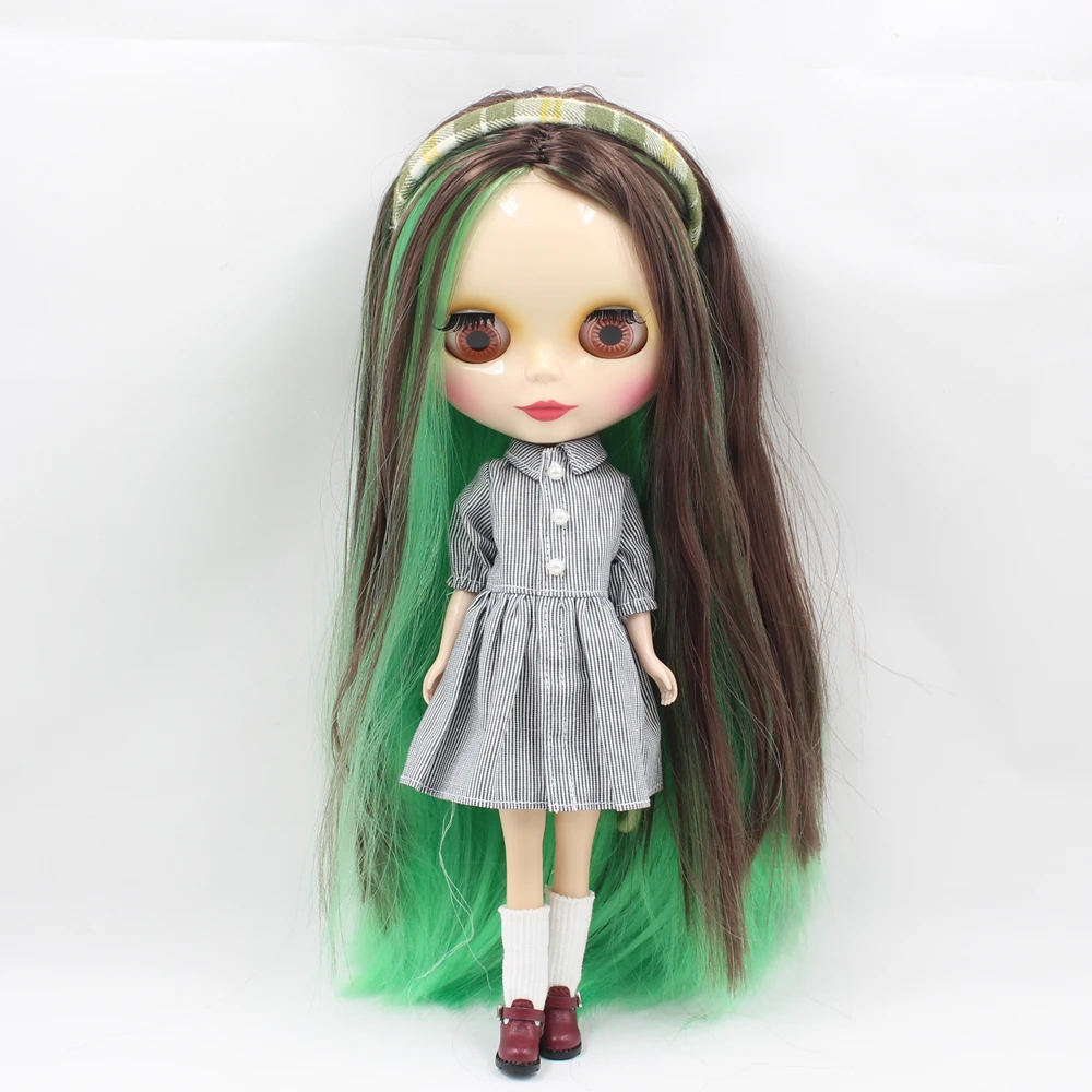 Ледяная Обнаженная фабрика Blyth кукла серии No.280BLGREEN/1290/0222 зеленая смесь коричневый и розовый красный прическа с челкой