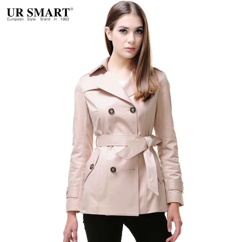 

URSMSRT Ms. new winter short khaki windbreaker jacket England style women windbreaker