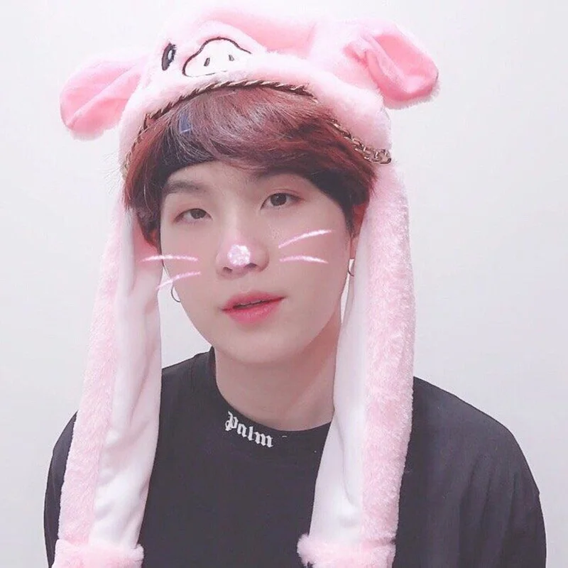 

KPOP New Rabbit Hat Shake Move Bunny Ears Animal Thicken Warm Hats Hoodie Kids Winter Knit Animal Beanie Cap Cute Hat