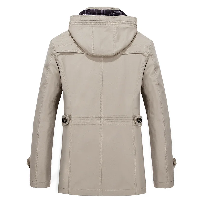 Haute La À Noir Khaki Qualité Capuchon Couleur black Casual Light Automne Smart dark Veste Lumière Hommes Vêtements Taille Kaki Khaki Hiver Plus J0227 Manteau De Solide QBodxeECWr