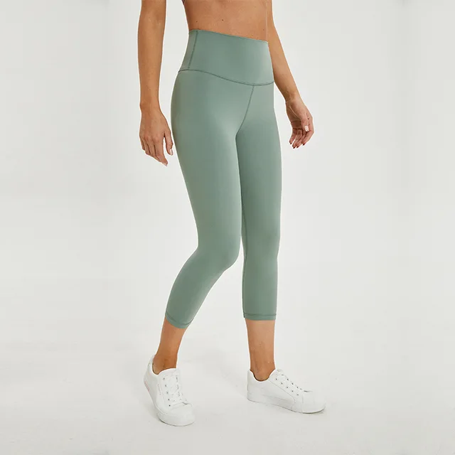 Soft Naked-Feel Athletic Fitness Capri Leggings Women Stretchy High Waist Gym Sport Tights Internal Pocket Cropped Yoga Pants 3