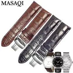 Masaqi Для мужчин часы Бретели для нижнего белья для Tissot t086407a t086 натуральная кожа часы ремешок НАТО кожаный ремешок 22 мм Для мужчин Wath группа