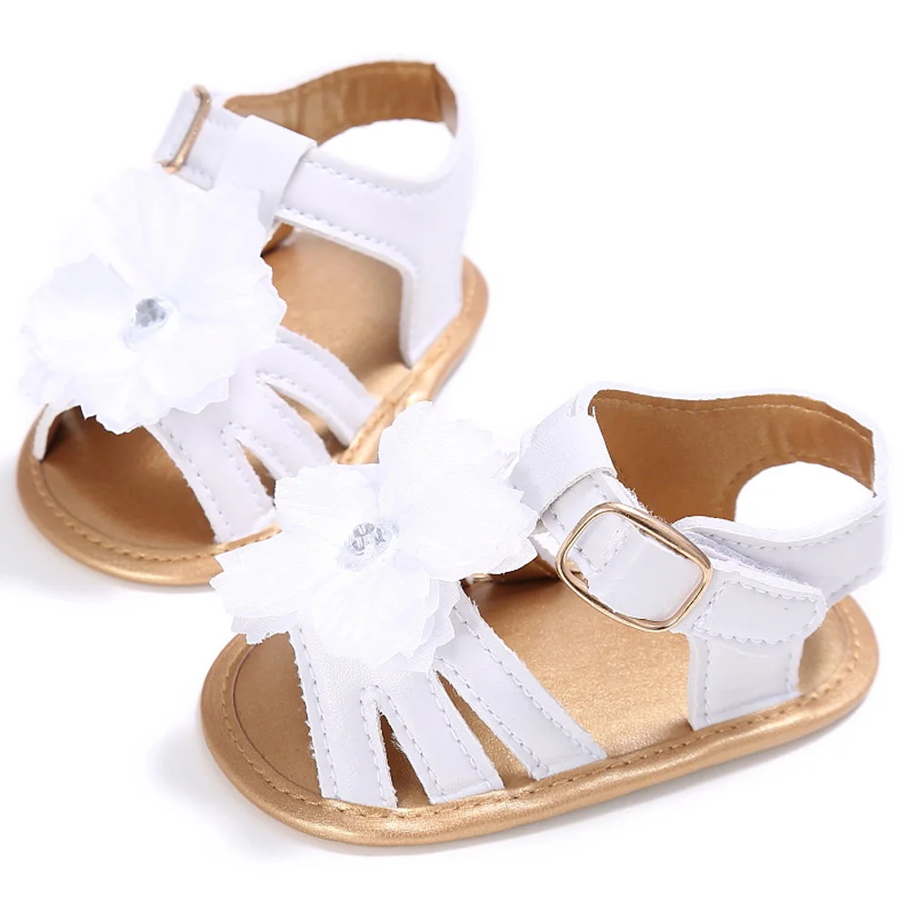

Infant Toddler Baby Kids Girl Rubber Flower Hook&Loop Princess Shoes Leather Sandals Casual Soft Sole Crib Shoes