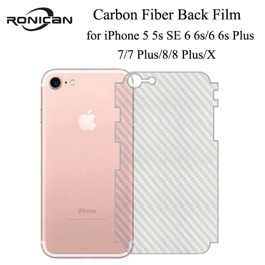 

5Pcs on iPhone 5 5s SE 6 6s 7 8 Plus Full Cover 3D Anti-fingerprint Carbon Fiber Back Screen Protector Film For iPhone XR XS MAX