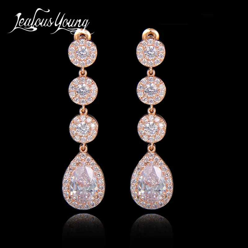 Gift 2017 Top CZ Paved Sweet Dangle Drop Earrings For Women Classic Wedding Jewelry Party Fashion Jewelry AE194