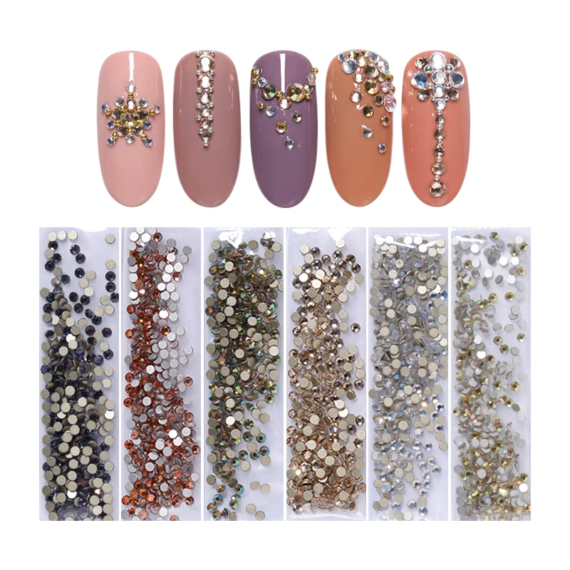 

Nail Art Rhinestones Colorful Flat Back Holographic Gold Shiny Crystal Stone Gems Mixed Size 3D Nail Art Decorations