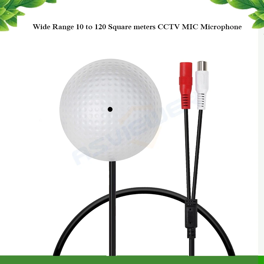 

CCTV Microphone Surveillance Wide Range Sound Pickup RCA Audio output Monitor for Security Camera AS-AM03