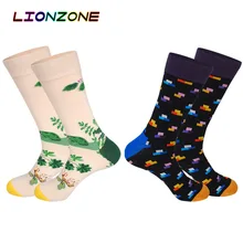 

LIONZONE 2Pairs/Lot Happy Socks Meias Coloridas Brand Designer Custom Patterns Colorful Cotton Long Sokken Calcetines Hombre