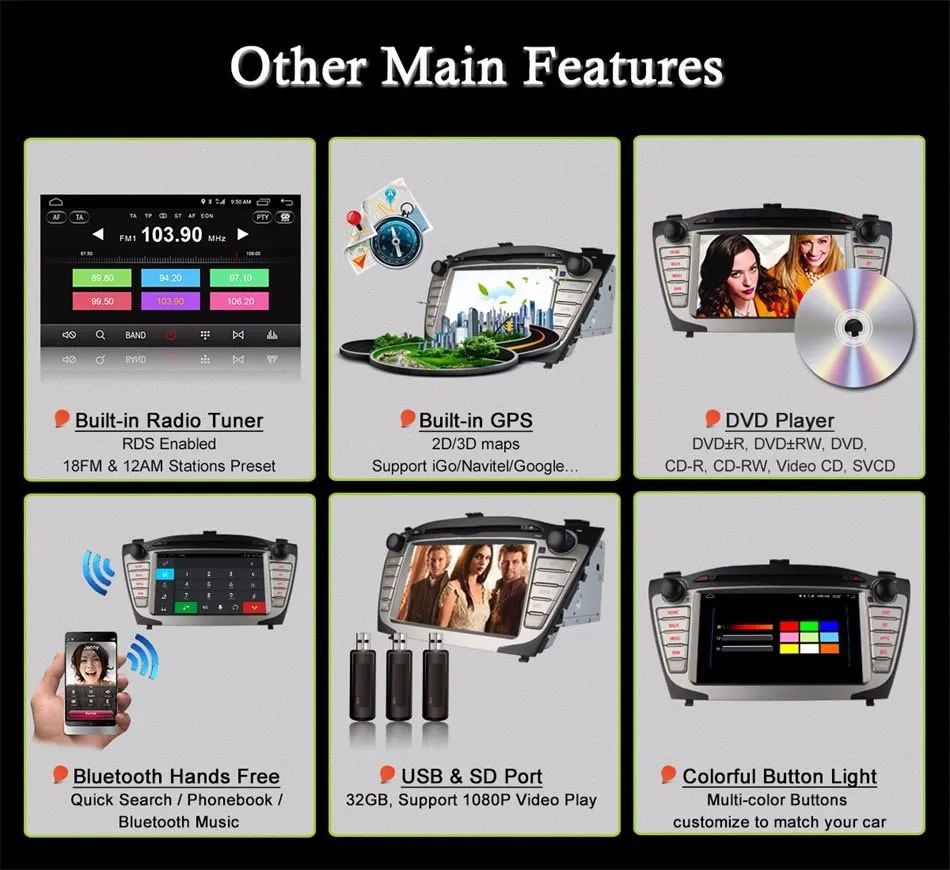 Excellent HD 1024X600 Android 6.0 Quad / 8 Octa Core 2GB RAM 4G LTE WIFI Car DVD Player for Hyundai IX35 Tucson 2009-2014 Radio GPS Navi 18 Excellent HD 1024X600 Android 6.0 Quad / 8 Octa Core 2GB RAM 4G LTE WIFI Car DVD Player for Hyundai IX35 Tucson 2009-2014 Radio GPS Navi 18