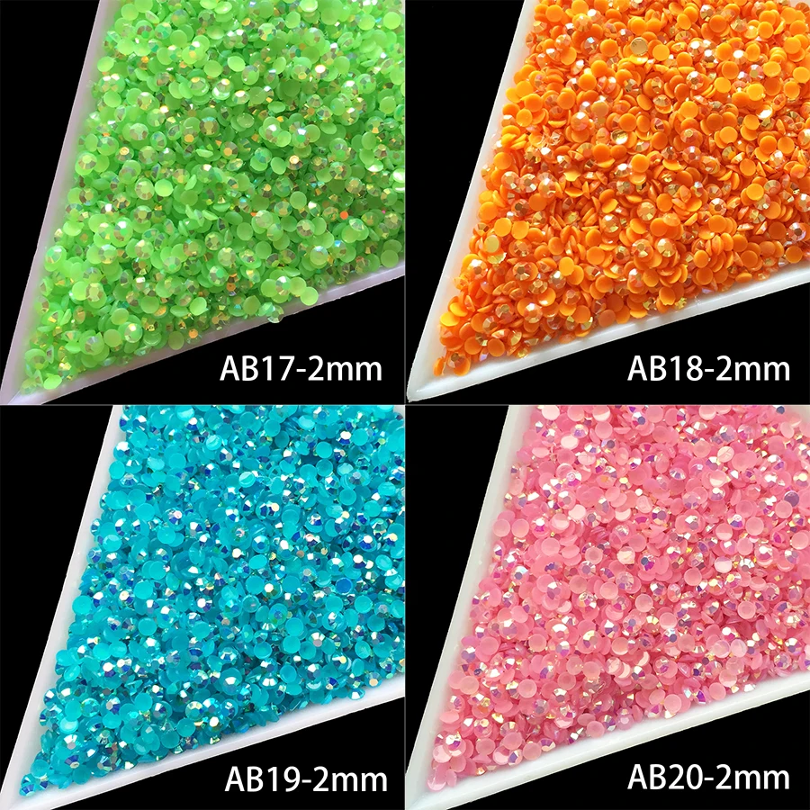 

1000pcs/package DIY Nail art Jelly resin peacock blue, light pink Crystal ss6 Rhinestones AB 2mm Flatback Rhinestones crystal