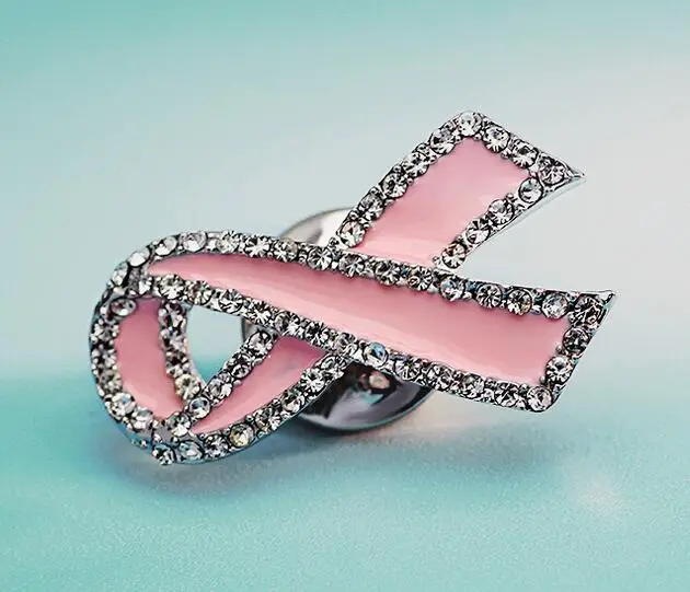 Брошь бант с эмалью серебристого цвета 1 2 дюйма|breast cancer awareness pins|bow broochpin pin |