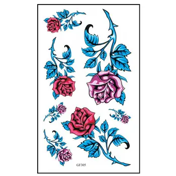 

blue flower Body Art Waterproof Temporary Sexy thigh tattoos rose For Woman Flash Tattoo Stickers