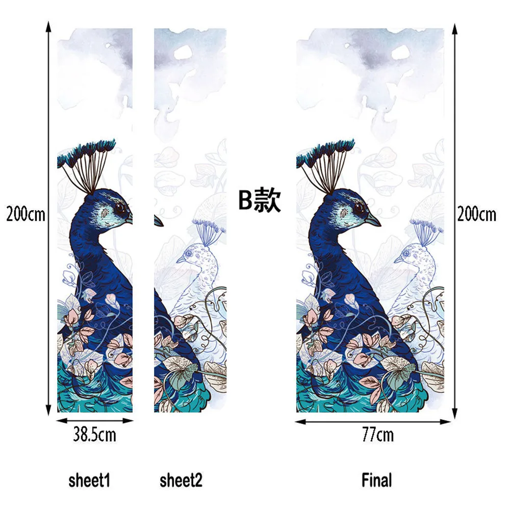 77*200 см горд Павлин дверь стикер Самоклеющиеся водонепроницаемые DIY обои украшение дома для гостиной спальни настенные наклейки