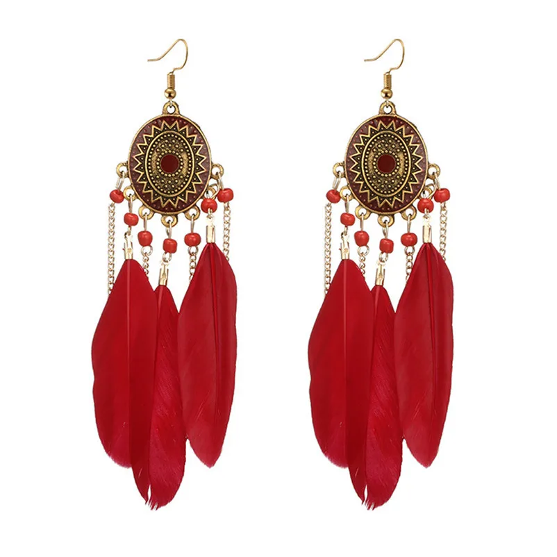2018 Trendry Earrings for Women Vintage Women Bohemian Fashion Weave Tassel Earrings Long Drop Earrings Jewelry Brincos J05#N (6)
