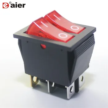 

100PCS KCD2-2101N 15A 250VAC DPST 6 Pin ON OFF Plastic Lighted Rocker Switch With Dual Button