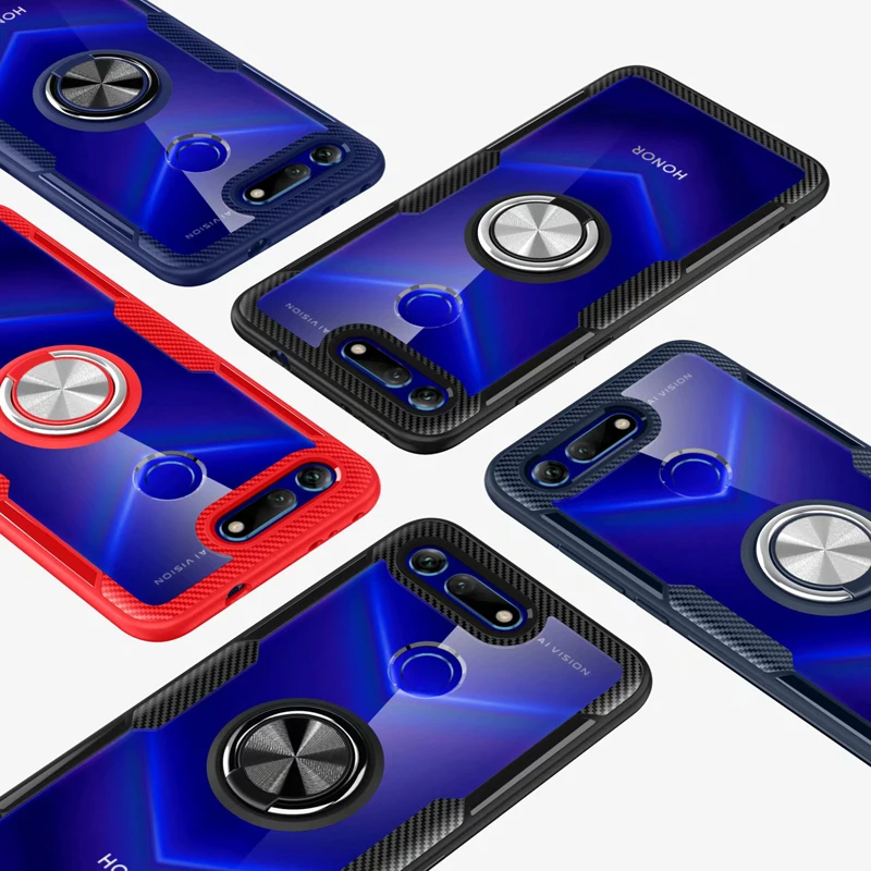 Чехол V20 для Huawei Honor View 20 Роскошный прозрачный чехол из углеродного волокна