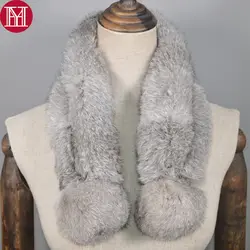 Лидер продаж, женский шарф из натурального кроличьего меха, 100% натуральный кроличий мех, теплый мягкий шейный платок, Модный ручной работы