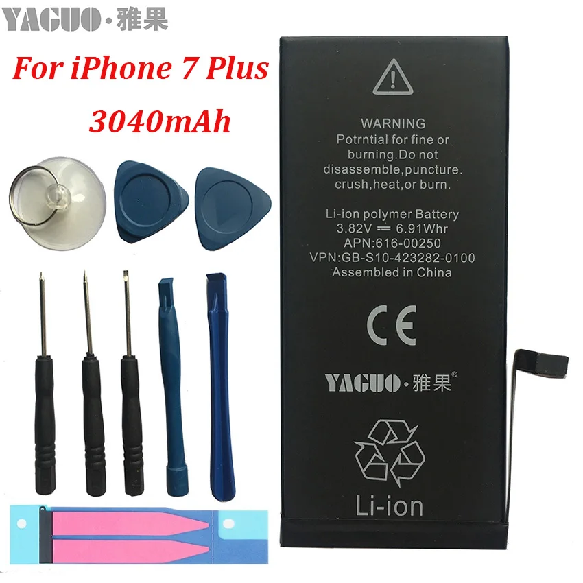 

100% New Original 5A Full 3040mAh Battery For Apple iPhone 7 Plus 7P iPhone7 P Real Capacity 0 Cycle With Repair Tools Kit