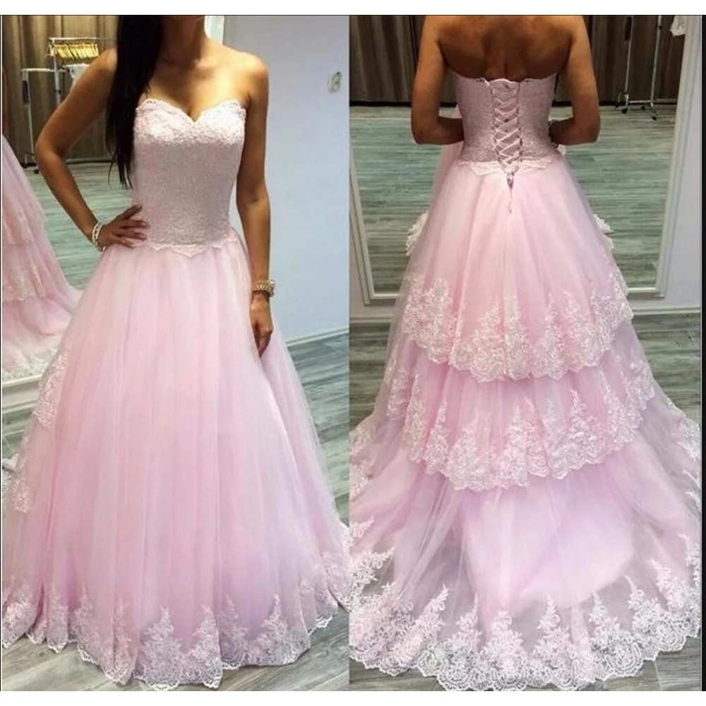 Элегантный Милая Аппликация Бисером Вечернее Платье Великолепный Розовый Тюль