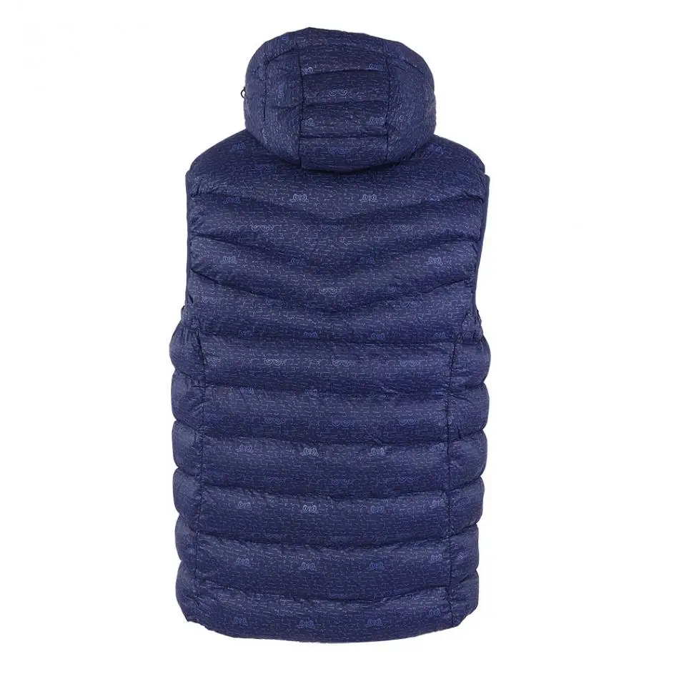 Men USB Powered Heating Vest Warm Keeping Cotton Smart Heated Sleeveless Jacket Winter Hiking Warm Vest with Detachable Hat