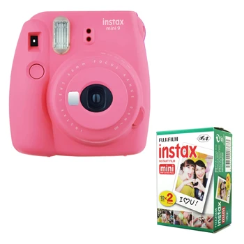 Fujifilm Instax Mini 9 мгновенная фотокамера серии+ Fuji Instax Mini белый край мгновенная пленка 20 листов - Цвет: Flamingo Pink