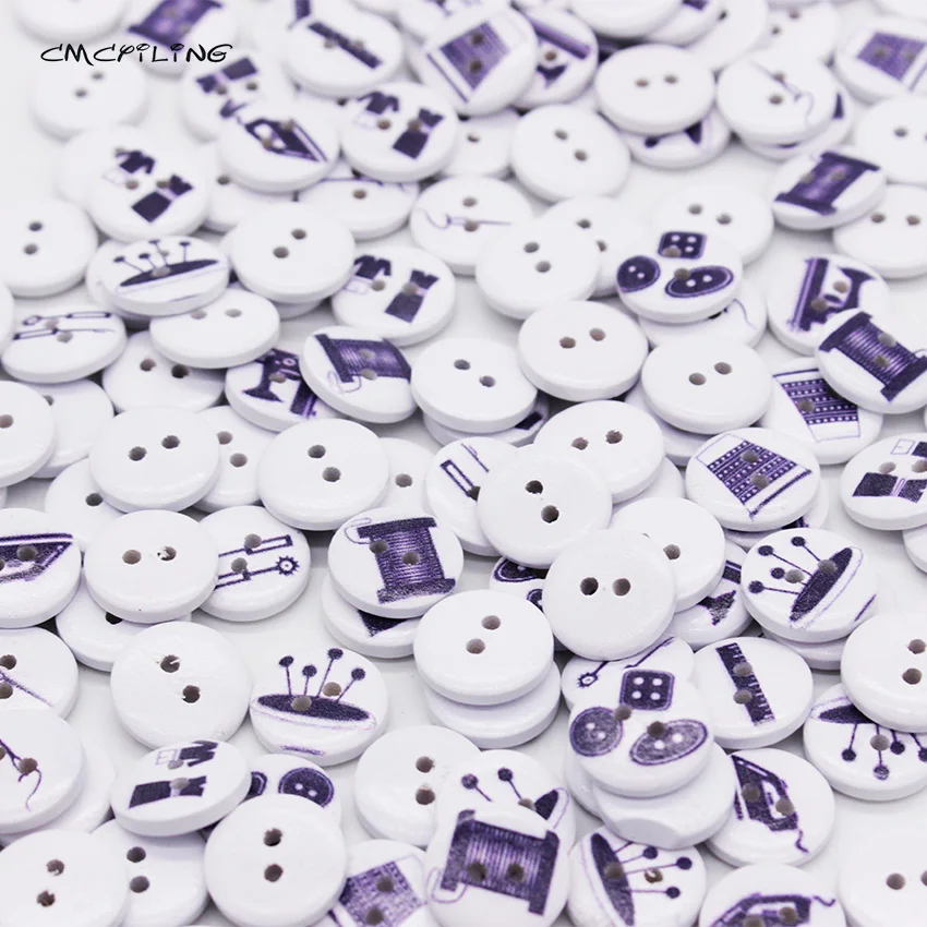 

Wood Buttons Sewing Series Tool Pattern 2 Holes 1.5CM For DIY Scrapbooking Crafts Sewing Apparel Decorative Buttons 100Pcs