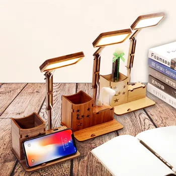 

2019 Hot Sale USB Folding LED Eye-protection Mobile Phone Charging Stand Touchs Table Lamp Night Ligh USB Cable Wooden