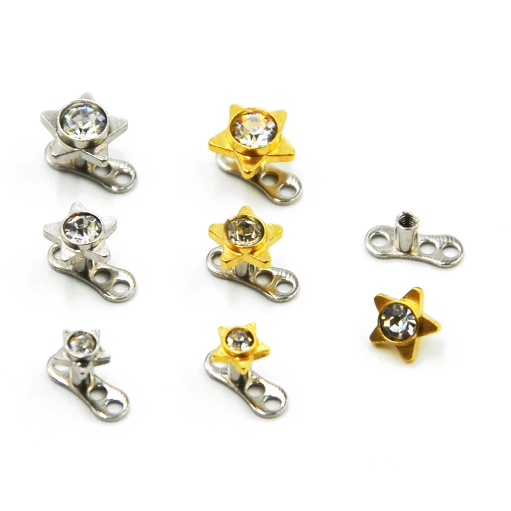Ювелирные изделия для пирсинга из хирургической стали с фианитом|dermal piercing|dermal