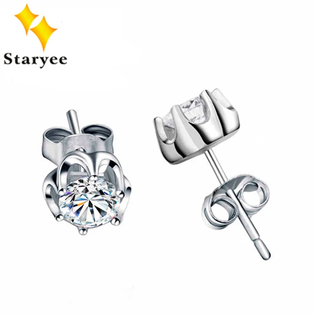 Certified 1 Carat Round Brilliant Forever One Moissanite Gemstone Certified 1 Carat Round Brilliant Forever One Moissanite Gemstone Genuine 18karat Pure White Gold 750 Earrings