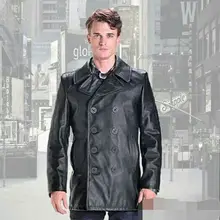 Заводская Мужская Черная мотоциклетная кожаная куртка из натуральной толстой воловьей кожи, мужской костюм, пальто в стиле милитари, S-XXXL