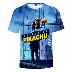 Aikooki Новый Pok 'mon Detective Pikachu 3D T рубашка мужская мода/wo Для мужчин летние футболки с рисунком из аниме фильм одежда с коротким рукавом для