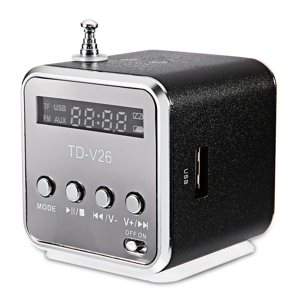 TD V26 радио мини динамик FM SD музыкальный плейер с интерфейсом USB цифровой стерео