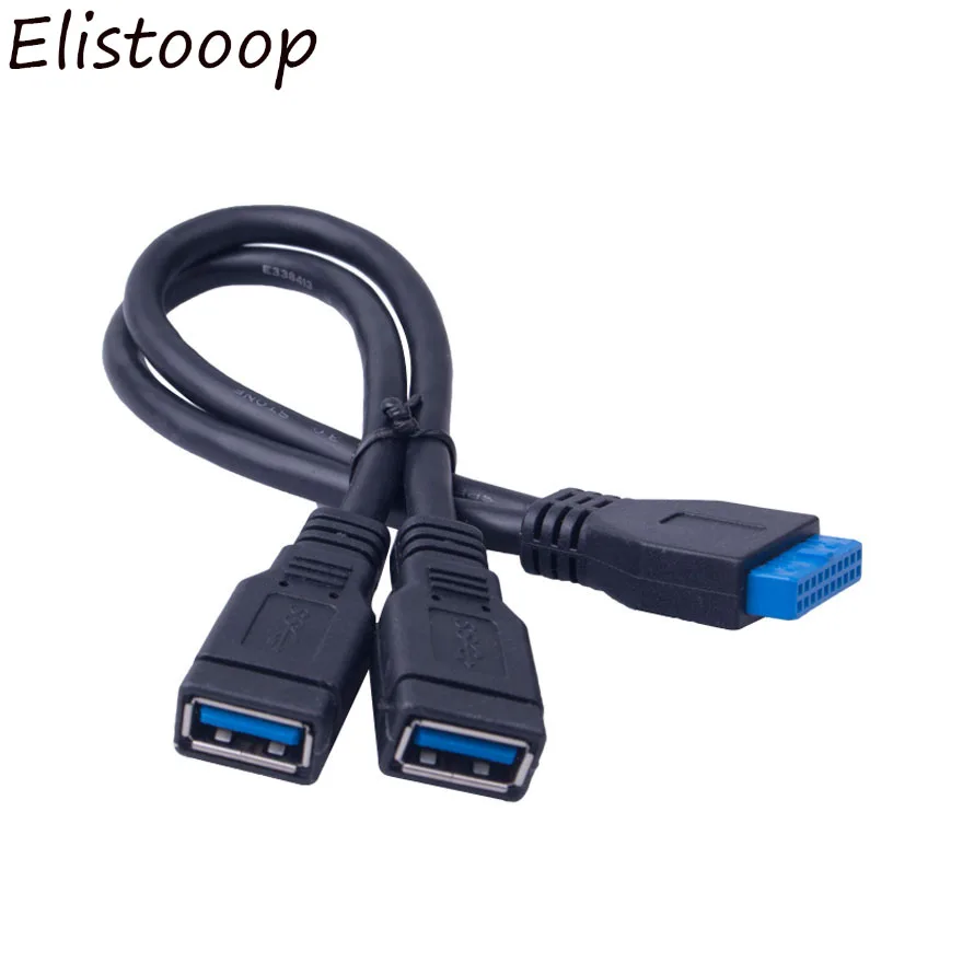 Elistoooop USB 3,0 мама к материнской плате 20pin соединительный кабель 2 порта s USB к 1 порту 20pin удлинитель Кабель для передней панели 20 см