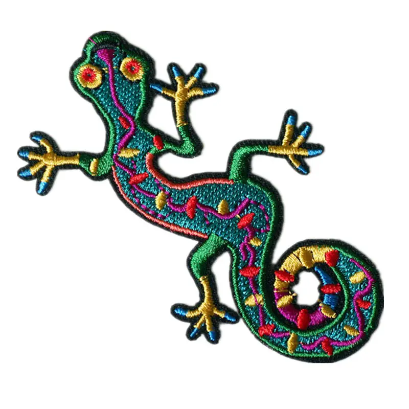 Вышитый цветной Gecko патч четыре ноги змея шитье термоклейкий значок для заклепки для джинсов шляпа аппликации DIY Наклейка ручной работы Декор