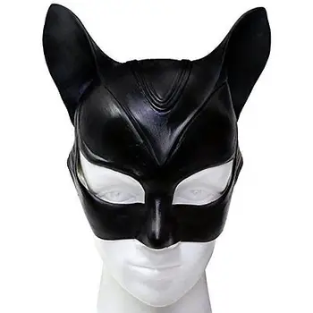 

Catwoman Mask Cosplay Costume Latex Sexy Helmet Fancy Adult Halloween Headgear Black Half Face Mask Cosplay Masque Party Prop