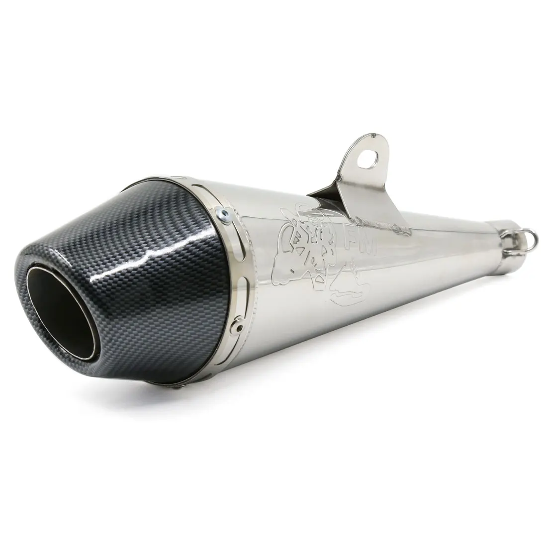 

X Autohaux Universal 32Mm Inlet Carbon Fiber Print Round Tip Motorbike Exhaust Pipe Muffler