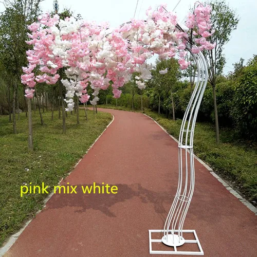 Новое поступление Свадебные реквизиты дорога цитированная симуляция вишни цветок с железной аркой рамка для вечерние украшения - Цвет: white pink mix