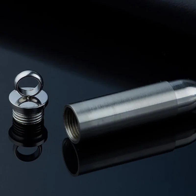 Mini ultra-titanium pill box portable sealed medicine bottle stainless steel waterproof warehouse pendant storage container