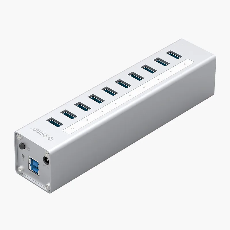 Aluminum Alloy 10 port USB3 0 Splitter 12V 3A font b Power b font font b