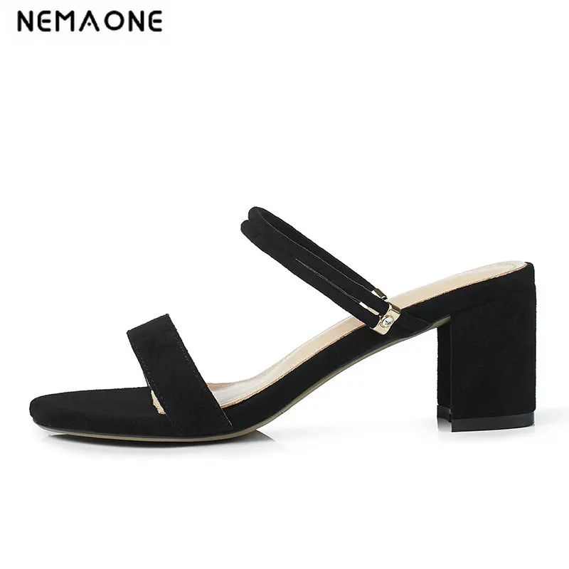 

NEMAONE Women Slippers High Heels Slipper Dress Shoes Woman Sandals Open Toe Pumps Outside Slides Zapatos mujer