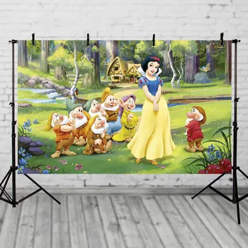 

Photography backdrop cartoons 7x5 snow white forest background backdrop for princess birthday banner custom photo studio props